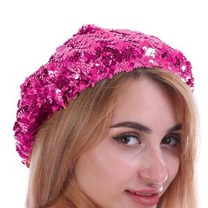 Vintage Raspberry Sequin Beret. FREE with Bundle!